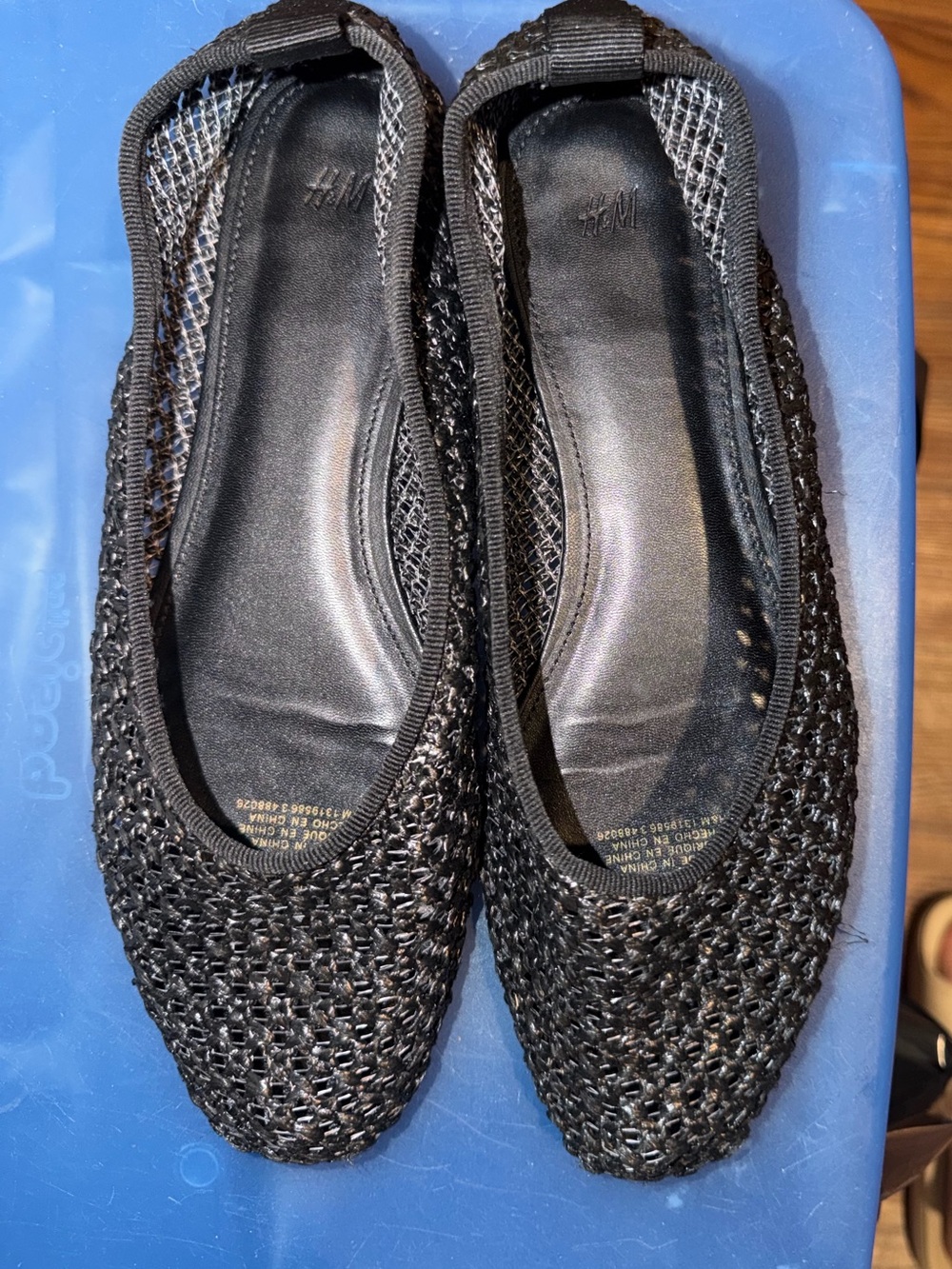 H&M Black Woven Slip-On Ballet Flats